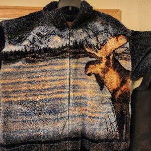 Bear Ridge Outfitters Plush Fleece Jacket Moose Sz L